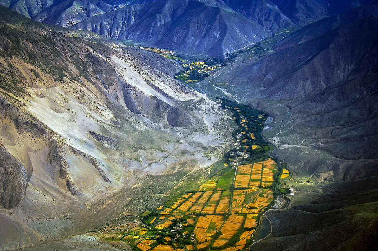 Aerial view near Lhasa, Tibet, ©2017